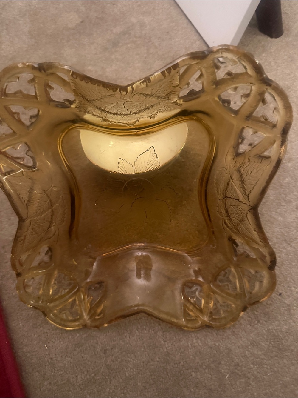 Amber Glass Decorative Trinket Dish - Amber Color